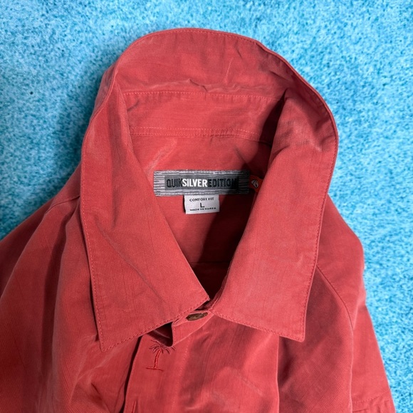 Vintage Quiksilver Mens L Short sleeve Shirt Terracotta Y2K  Beachwear - Picture 11 of 15